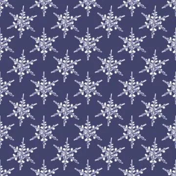 Christmas background Seamless pattern with snowflakes on a  pale blue backgro Stock Illustration