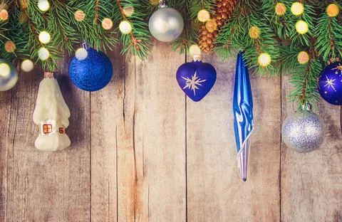 Christmas background. Selective focus. Stock Photos