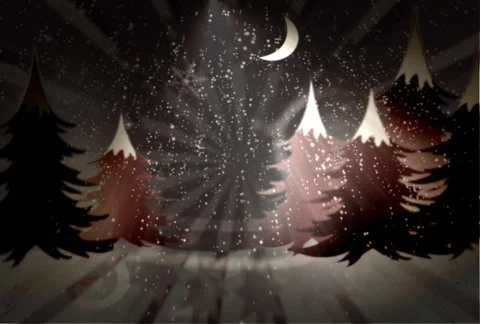 Christmas background with snow n trees n flakes Stock-Footage 577387