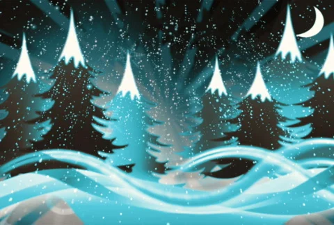 Christmas background with snow n trees n flakes Vídeo Stock 577430