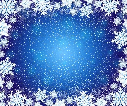 Christmas background with snowflakes frame. Vector illustration Stock Illustration