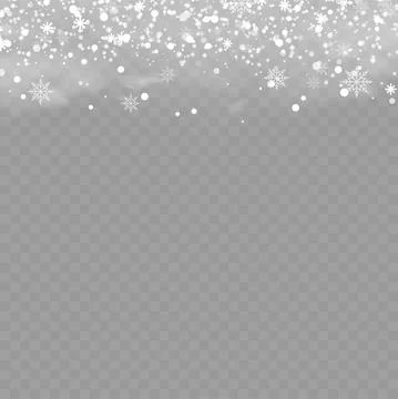 Christmas background with snowflakes on transparent. Vector Stock Illustration