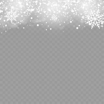 Christmas background with snowflakes on transparent. Vector Stock Illustration