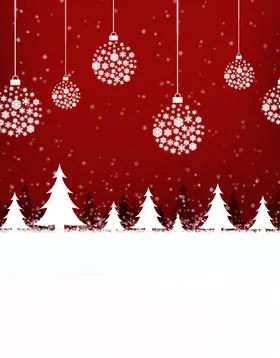 Christmas Background snowing , trees , Balls Season december Stock Illustration