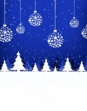 Christmas Background snowing , trees , Balls Season december Stock Illustration
