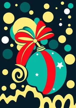 Christmas background with tree balls and snow. New Year card. Vector Stock Illustration