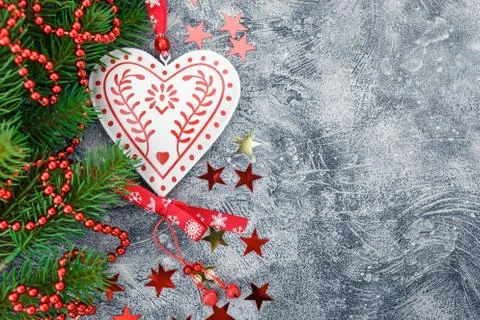 Christmas background with tree branch Stock Photos
