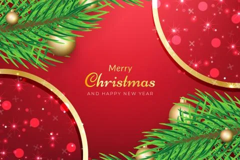 Christmas background with tree branches and sparkling snow Illustrazione stock