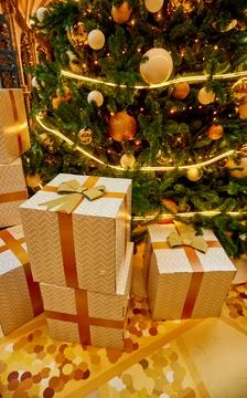 Christmas background with tree branches Stock Photos