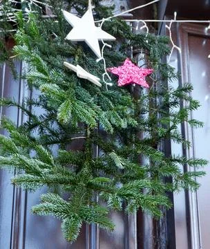 Christmas background with tree branches Foto stock