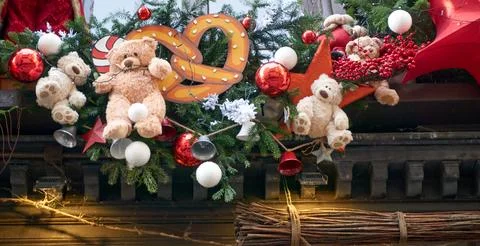 Christmas background with tree branches Foto stock