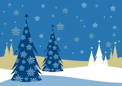 Christmas background with trees in the snow. Vector illustration Stock Illustration