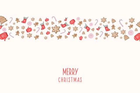 Christmas background. Vector illustration with ginger cookies Stock Illustration
