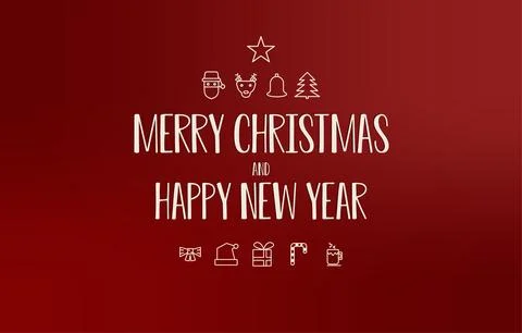 Christmas Background Vector with white icon tree,santa. Stock Illustration