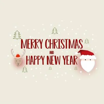 Christmas Background Vector with white Santa and Reindeer Stock Illustration