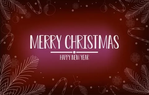 Christmas Background Vector with white snowflakes and trees,balls ornament. Stock-Illustration