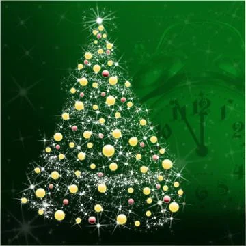 Christmas background with  watch Stock Illustration