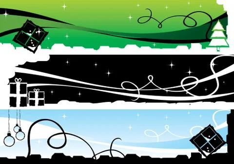 Christmas Background Web Banners set, vector illustration Illustration