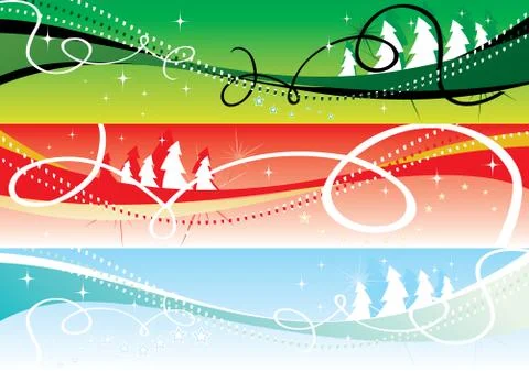 Christmas Background Web Banners set, vector illustration Illustrazione stock