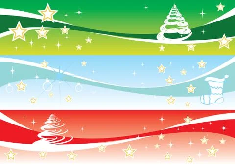 Christmas Background Web Banners set, vector illustration Stock Illustration