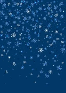 Christmas background. White delicate openwork snowflakes fly on a blue backgr Stock Illustration