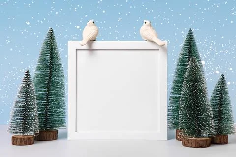 Christmas background with white frame Stock Photos