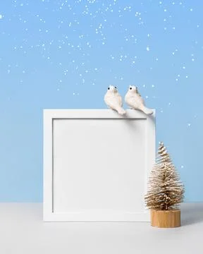 Christmas background with white frame Stock Photos