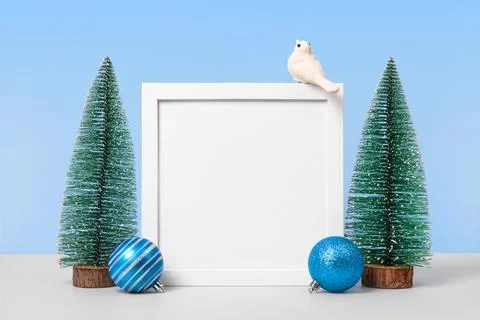 Christmas background with white frame Stock Photos