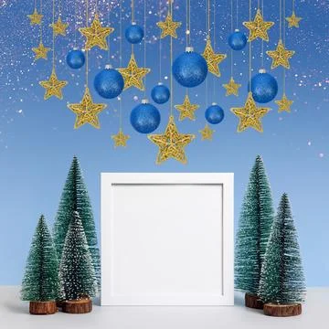 Christmas background with white frame Stock Photos