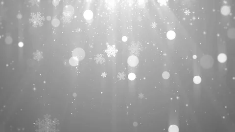 Christmas background (white theme) with glittering snowflakes falling and lights Stock Footage 80229415