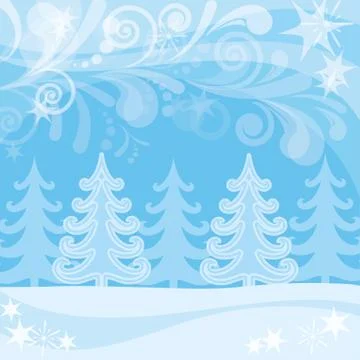 Christmas background, winter forest Stock Illustration