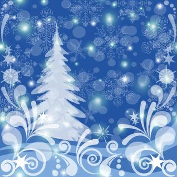 Christmas background, winter forest Stock Illustration