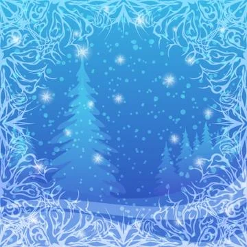 Christmas background, winter forest Stock Illustration