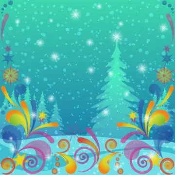 Christmas background, winter forest Stock Illustration