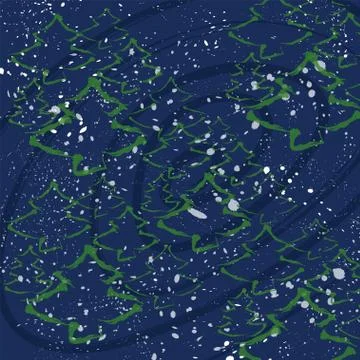 Christmas background with winter forest Stock Illustration