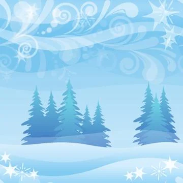 Christmas Background, Winter Forest Stock Illustration