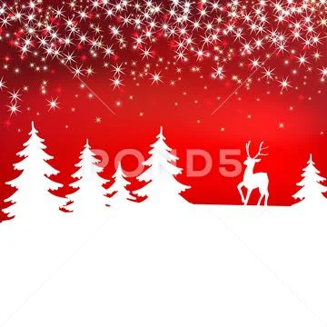 Christmas background. Winter landscape with deer Stock Illustration