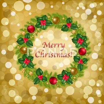 Christmas background with wreath Stock Illustration