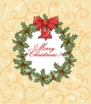 Christmas background with wreath Stock Illustration