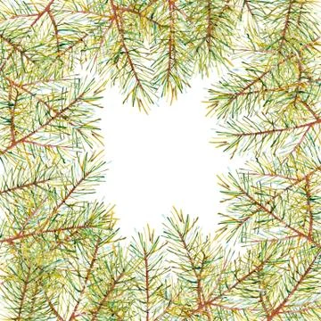 Christmas background with xmas tree on white paper background. Watercolor Merry Stock Illustration