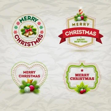 Christmas Badge Set Stock Illustration