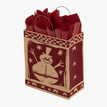 Christmas Bag with Red Paper 3D Model