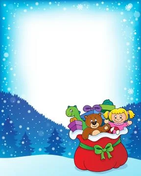 Christmas bag topic frame Stock Illustration