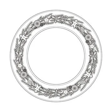 Christmas baking round frame vector Stock Illustration