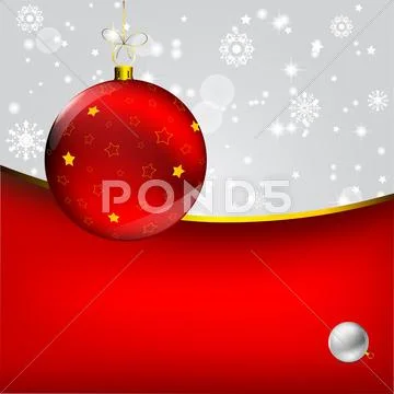 Christmas ball on abstract winter gray Stock Illustration