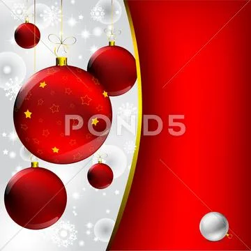 Christmas ball on abstract winter gray Stock Illustration