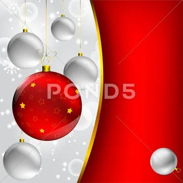 Christmas ball on abstract winter gray Stock Illustration