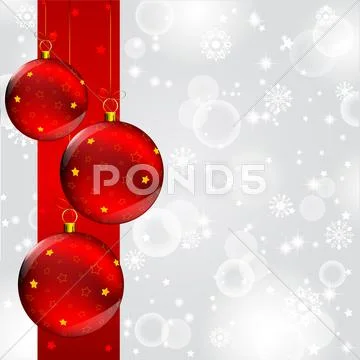 Christmas ball on abstract winter gray Stock Illustration