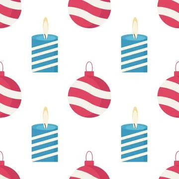 Christmas ball and candle pattern for use in textile or packaging design Stock Illustration
