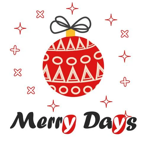 Christmas ball and decoration elements, Merry Christmas retro poster with let 스톡 일러스트